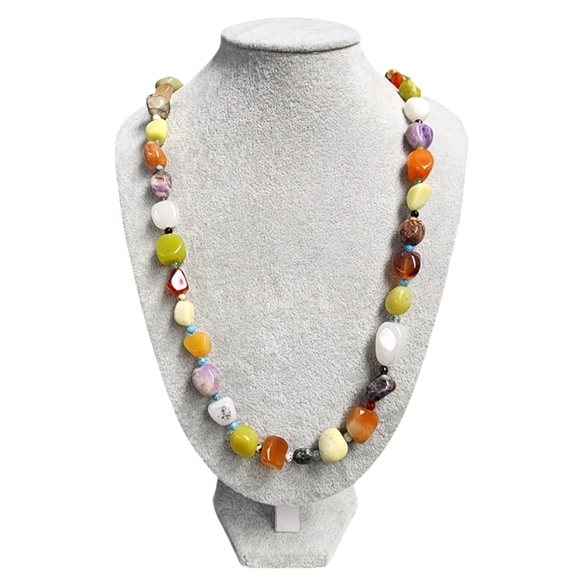 Jewelry - Turquoise, African Amethyst, Blk Agate, Blk Obsidian + More Gemstone Necklace